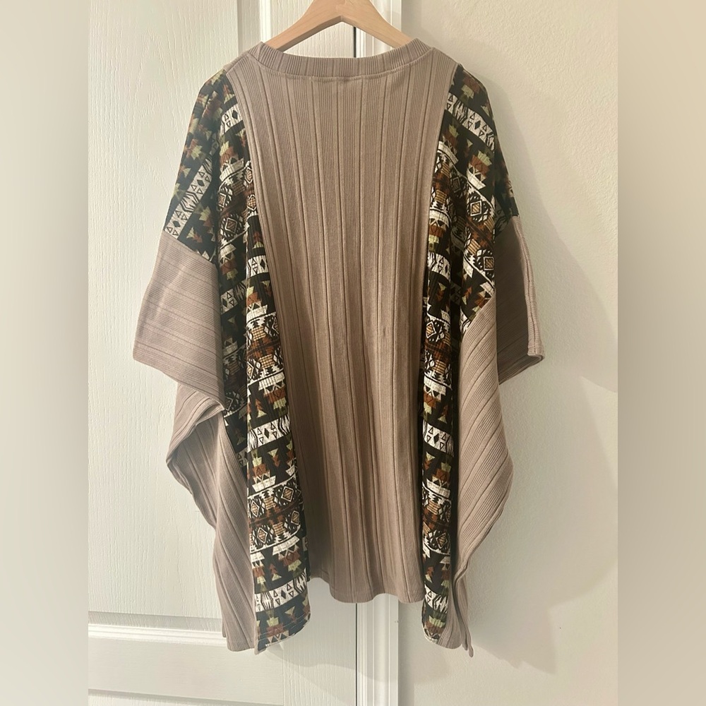 Poncho Overzised Tribal Ribbed - Picture 5 of 6